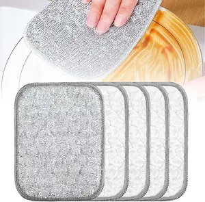 Fuiyuqa Multipurpose Wire Dishwashing Rags for Wet and Dry, Reusable Wire Miracle Cleaning Cloths, Round Wire Washing Cloth, Non Scratch Wire Dishcloth for Kitchen, Sinks, Pots, Pans (5PCS)