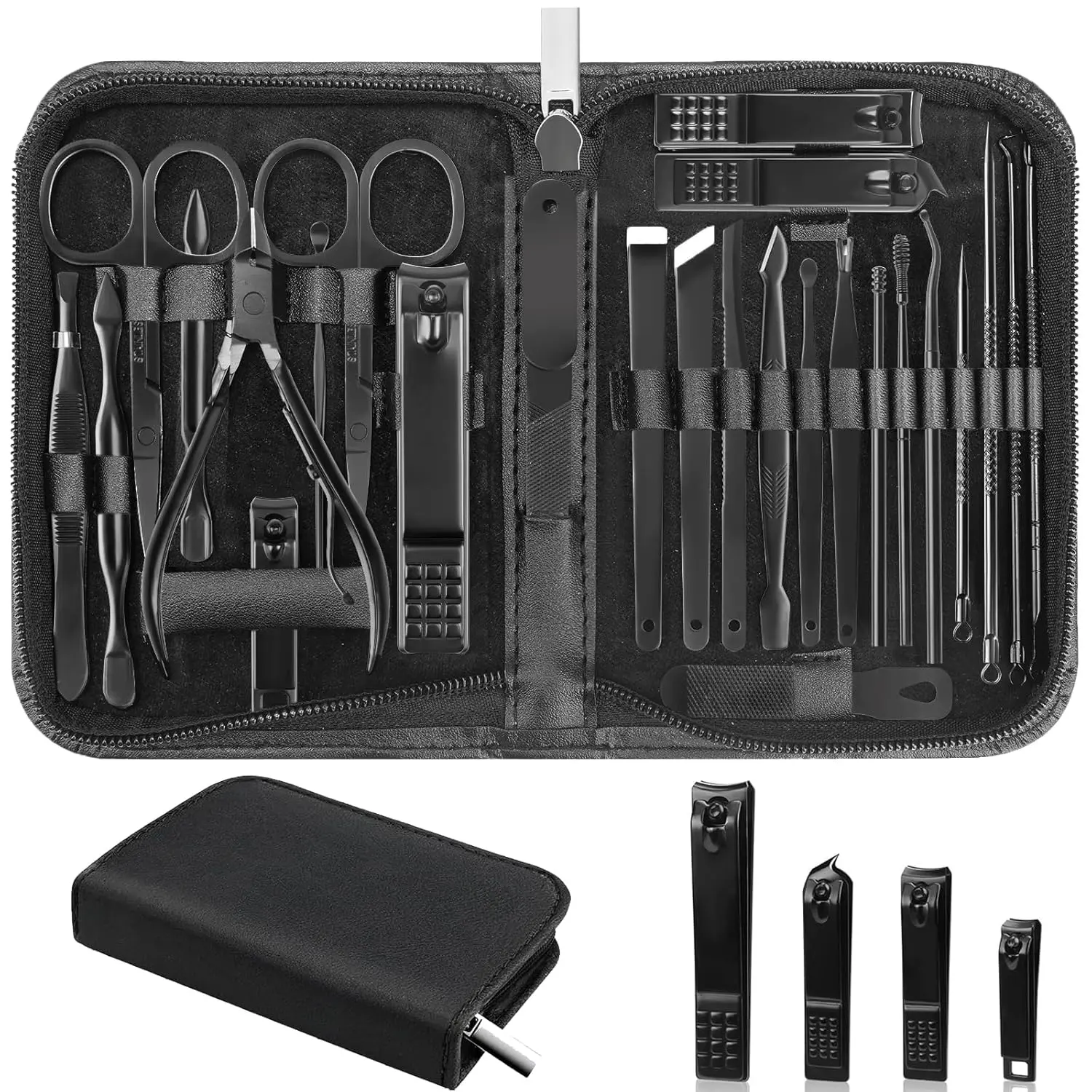 Professional 26-Piece Nail Kit, Stainless Steel Manicure & Pedicure Tools, Unisex Nail Tech Supplies with Callus Remover in Leather Travel Case, Unisex Names, Nail Supplies, Pedicure At Home