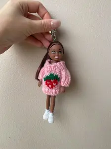 Strawberry Girl Themed Bag Charm, DIY Princess Keychain Pendant for Car Decoration, Cute Phone Accessory
