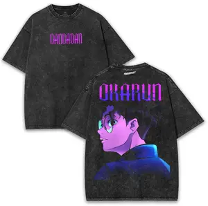 valentine shirts Funny Animen Dandadan Print T-shirts Men Women Washed Vintage Tees Hip Hop 5Fashion Oversized Street Short Sleeve Harajuku Tops