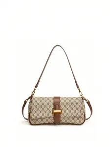 Unique All Over Print Casual Khaki Colorblock Underarm Bag, Versatile Single Shoulder Clutch with Adjustable Straps,Everyday Crossbody Purse, Stylish and Trendy Accessory for Daily Use