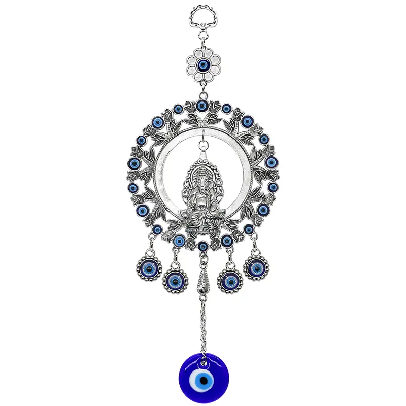 Large Evil Eye Wall Hanging Big Car Charm Ganesha Wall Decor Decoration for Home Door Window Protection Ornerment Blessing Items Housewarming Birthday Spiritual Gifts for Friend Mother