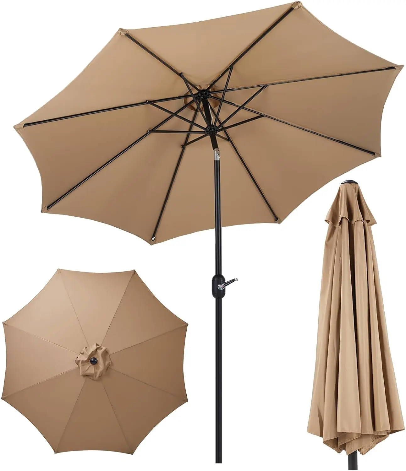 9FT Outdoor Patio Umbrella with Push Button Tilt and Crank,Outdoor Yard/Market Table Umbrella UV Protection & Waterproof