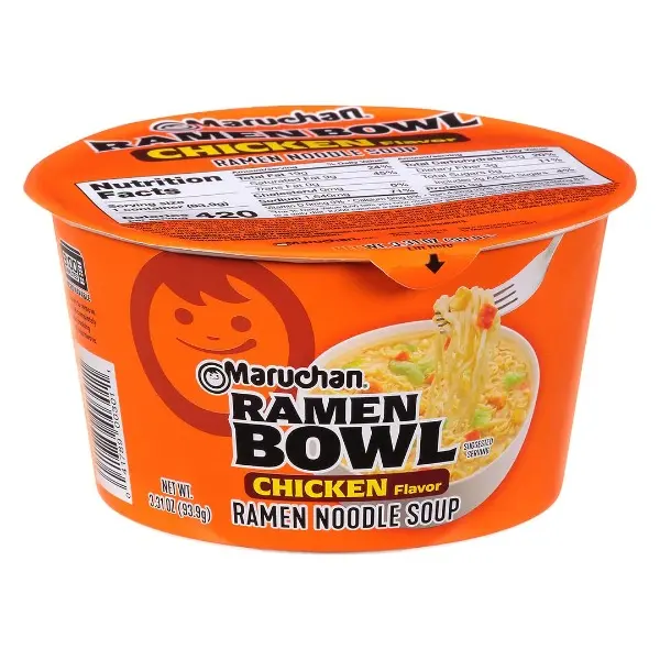 Ramen Bowl, Chicken Flavor – Japanese-Style Instant Noodle Soup, Microwaveable Easy Meal for Students and Busy Families – 3.39 Oz. (6 Pack)