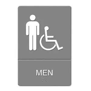 US Stamp  ADA Restroom Sign Men Wheelchair Accessible Symbol Molded Plastic 6 x 9