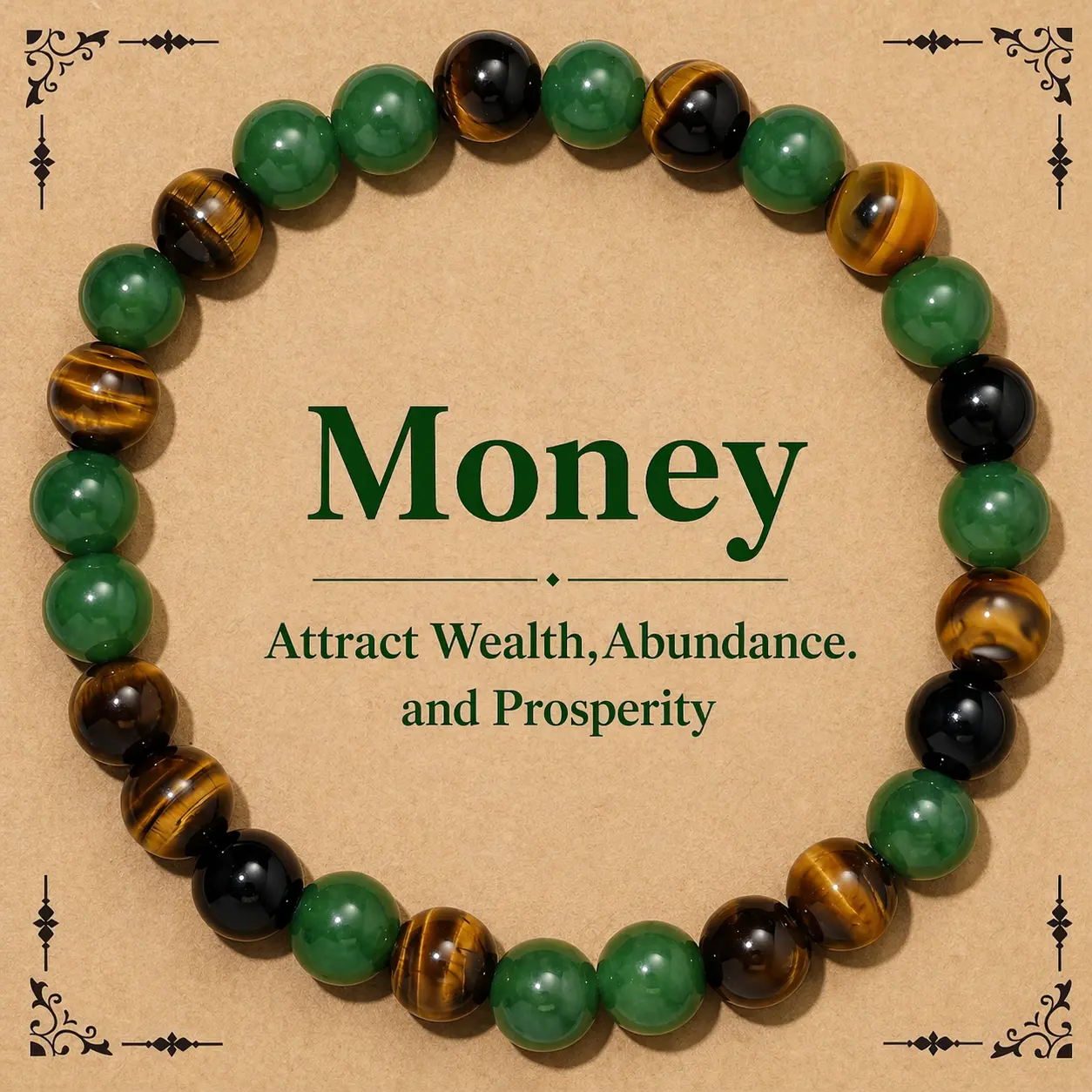 Artificial Gemstone Beaded Bracelet - Green Aventurine & Tiger Eye Colorblock Design, Crystal Lucky Energy Jewelry Bracelet for Youth, Lightweight Wealth-Attraction Accessory, Crystal Bracelets, Lucky Bracelet