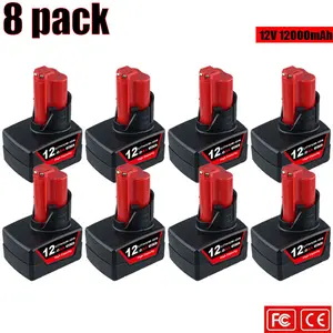 8-Pack/ 4-Pack 12V 12Ah Replacement for Milwaukee M12 Battery Lithium 48-11-2411 48-11-2420 48-11-2401 48-11-2402 48-11-2401 Cordless Tools