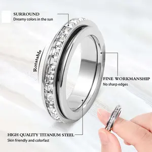Zircon double-ring rotating ring, a lucky charm with a starry sky design, perfect for couples, an engagement or wedding gift.