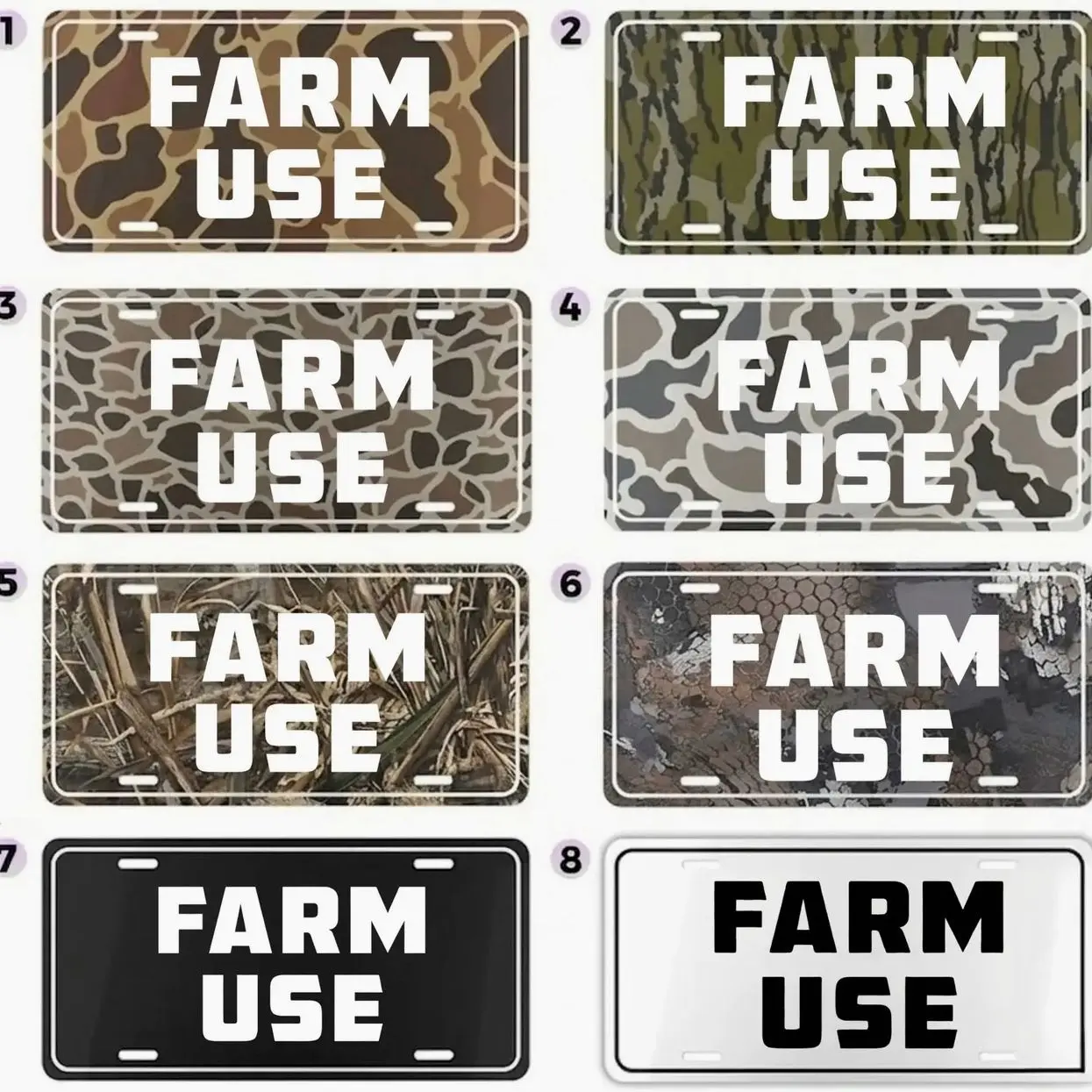 Farm Use Camouflage License Plate 12x6 Aluminum Front Car Tag, Funny Country Farm Truck Decor, Rustic Hunting Vanity Plate Gift for Farmers & Ranchers