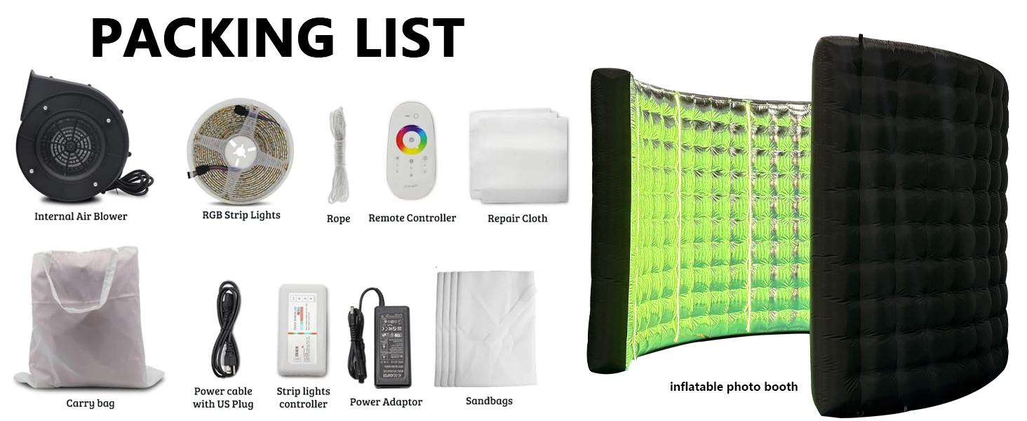 SAYOK 360 Photo Booth Backdrop, 10FT Inflatable Photo Booth Wall with Light, Enclosure, Photoshoot Background Silver Wall for 360 Photo Booth Machine, Wedding, Party, Event, Exhibition