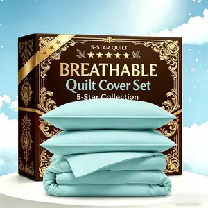 OS OMYSTYLE 3PCS Cooling Quilt Cover Set I Super Soft Comfy Bedding Set With Zipper Closure, All-Season, Sanded, And Breathable, 3 Pieces Includes 1 Duvet Cover & Pillow Shams - Included Random Color
