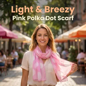 Pink Gradient Polka Dot Chiffon Scarf - Lightweight, Skin-Friendly, Casual Designer Neck Scarf for Fashion Accessories (FA167-PINK)
