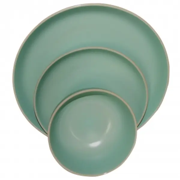 Gibson Home Rockaway Matte Teal Stoneware Tableware Set - 12-Piece, Includes Plates and Dinnerware Essentials