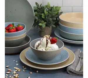 Elama Emilia 16 Piece Assorted Double Bowl Dinnerware Set