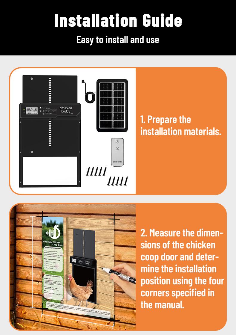 Automatic Chicken Coop Door Solar Powered, LCD Screen Electric Auto Chicken Coop Door with Timer & Light Sensor, Aluminum Rechargeable Automatic Chicken Door Opener with Remote Control & 4 Modes