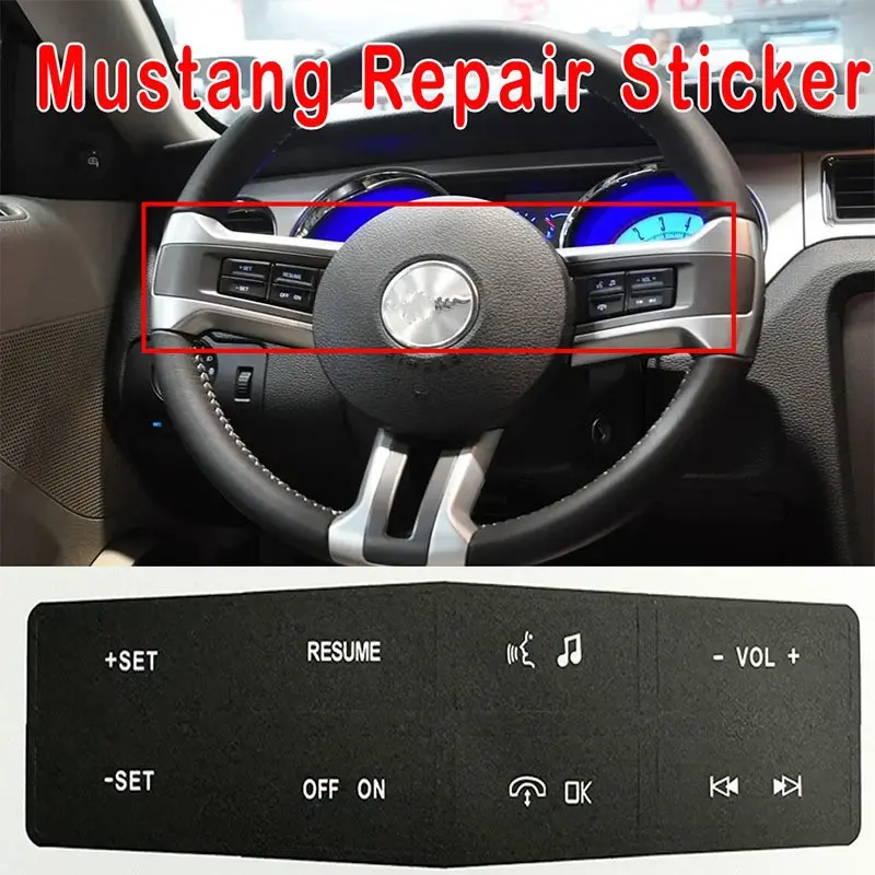 Ford Mustang 2011-2012 Steering Wheel Control Button Repair Sticker, Durable PVC Interior Decal, Unique Design, Scratch Resistant, Car Accessories Interior
