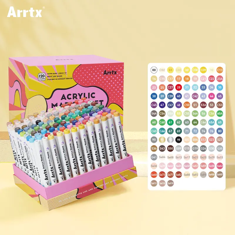 Arrtx Acrylic Ink Markers, Premium Brush Tip, Non-Toxic Water-Based Water-Resist Multi-Colors Art Pens for Rock, Wood DIY Projects, Multipurpose Art Supplies
