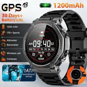 Outdoor GPS sports smartwatch! Equipped with a 1200mAh high-capacity battery, 1ATM waterproofing, flashlight, supports reverse charging of mobile phones, it's a practical wearable device for outdoor camping.