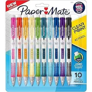 Paper Mate Clearpoint Mechanical Pencils 0.7mm, HB #2 Pencil Lead, 2 Pencils, School Supplies, Teacher Supplies, Drawing Pencils, Sketching Pencils, Assorted Barrel Colors, 10 Count