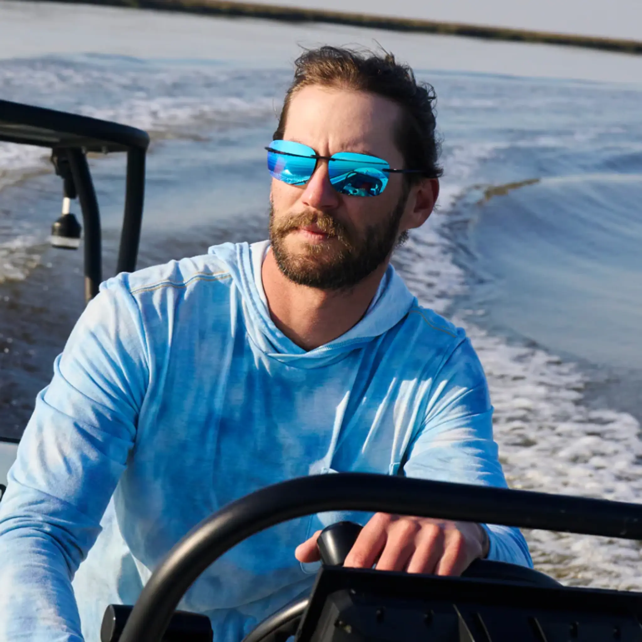 Men's Rimless Polarized Sports Sunglasses - Lightweight Black Metal Frame, Anti-Glare UV400 Lenses, Ideal for Outdoor Driving, Fishing