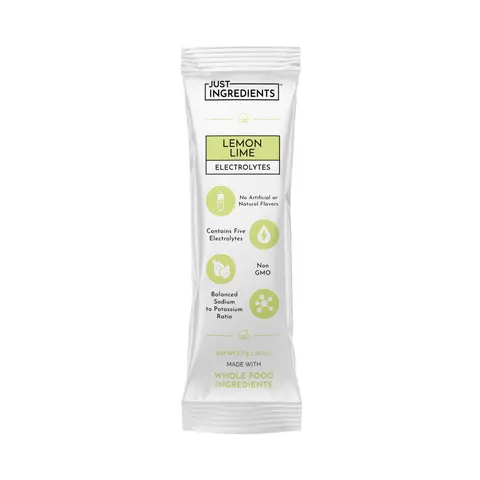 Just Ingredients Lemon Lime Electrolytes Stick - 1 Individual Stick - Supports Energy, Recovery, and Electrolyte Balance* - Hydration Drink Mix with Coconut Water, Sea Salt, and Trace Minerals - Made with Real Food - No Added Sugar
