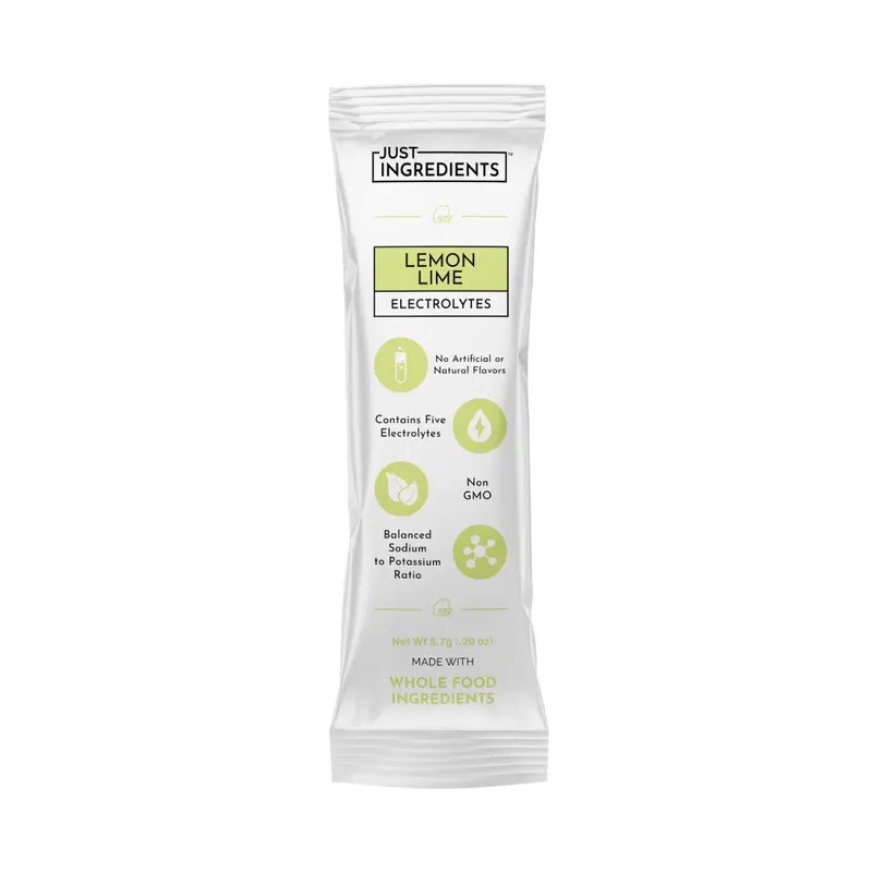 Just Ingredients Lemon Lime Electrolytes Stick - 1 Individual Stick - Supports Energy, Recovery, and Electrolyte Balance* - Hydration Drink Mix with Coconut Water, Sea Salt, and Trace Minerals - Made with Real Food - No Added Sugar