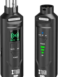 XTUGA 2.4GHz Wireless XLR Transmitter & Receiver, Wireless Microphone Adapter System for Dynamic/Condenser Mics w/ 48V Phantom Power fit for Live Show,Audio Mixer,PA Systems,Studio,Church (SF-1) Long Range Rechargeable Handheld Radio