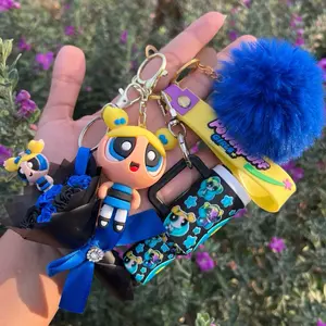 Mini rose bouquet character keychain set