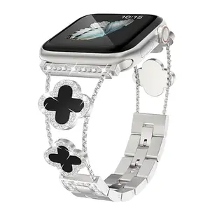 Clover Apple Watch Band for Women – Gold & Silver Metal Bracelet Strap 38mm–49mm
