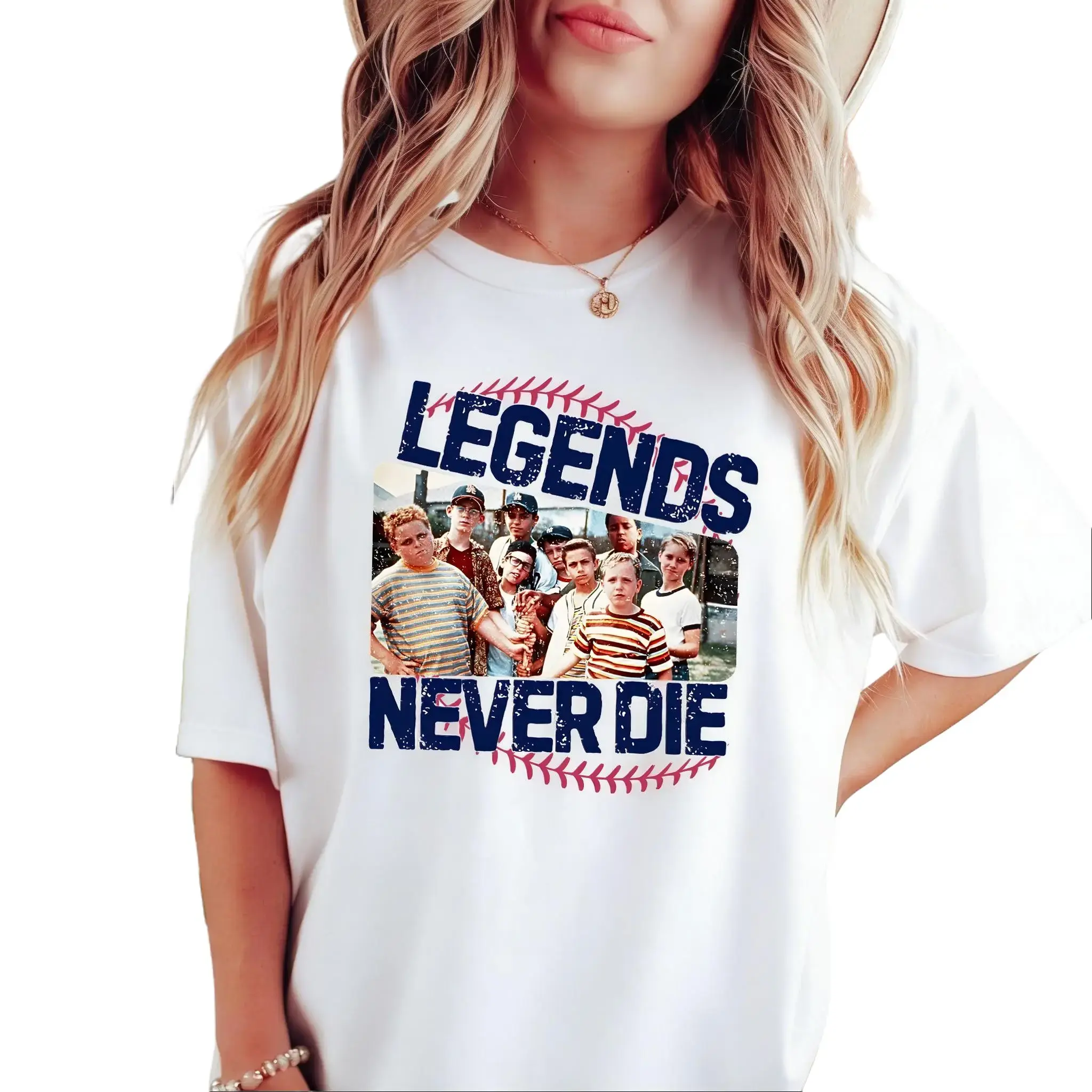 Retro Graphic T-Shirt, The Sandlot Legends Live On 90s Baseball Movie Tee for Women & Men, Comfortable Casual Round Neck Top, Prints, Streetwear, Fashion, Baseball Theme, Graphic Print, Soft Fabric, Tshirts