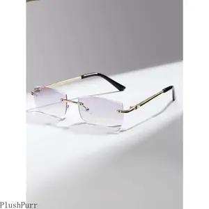 Men’s Fashion Blue Light Blocking Glasses - 1-Pair Square Semi-Rimless Wire Glass Frames, PC Lenses, Lightweight Simple Design, Ideal for Daily & Work Wear, Fashion Eyeglasses outdoorfun