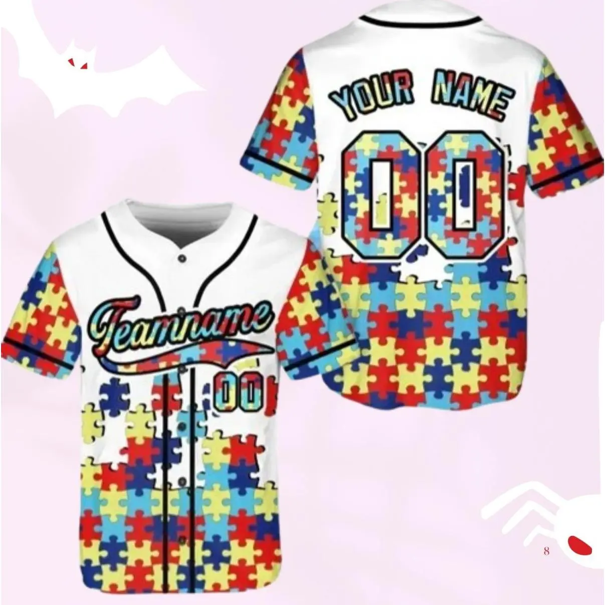 Personalized Autism Awareness Baseball Jersey, Custom Name and number Puzzle Autism Baseball Jersey, Autism Support Baseball