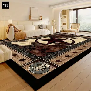 For Western Star Pattern Area Rugs Velour Mat Area Rugs Products Rug Under Bed Washable Rugs Outdoor Carpet Home Decor Machine Washable Large Rugs Durable Decoration Anti-slip Floor Mat Rugs for Living Room
