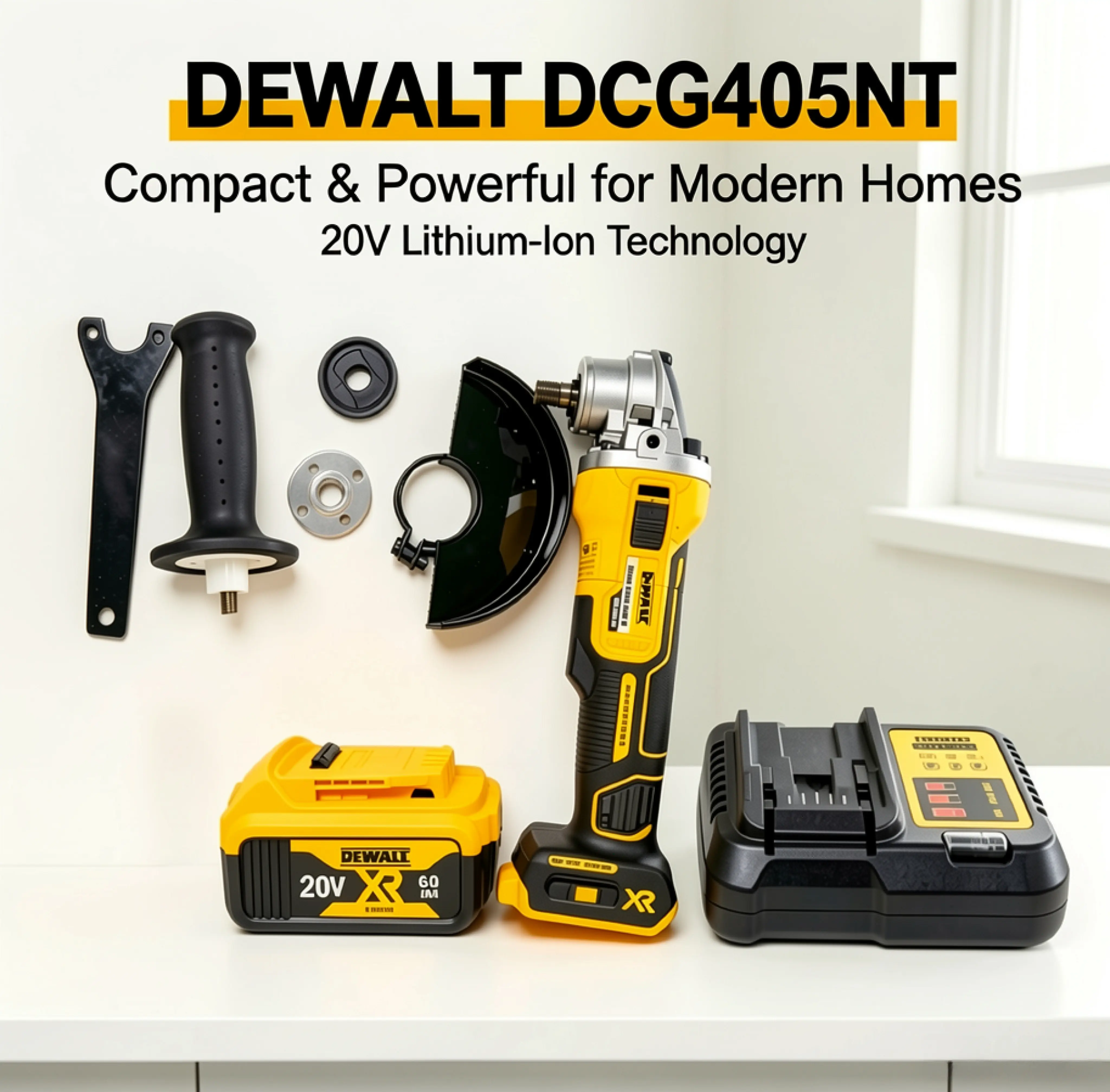 DEWALT DCG405NT  20V Max XR Brushless 125mm Angle Grinder ( Only), Ideal For Fabricators & Contractors, Delivers Rugged Jobsite Durability, Quick Wheel Change, And Precision Control For Heavy-Duty Material Removal complete kit charger confine portable