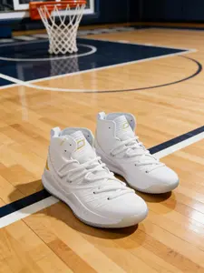 Men's High-Top Basketball Shoes, Athletic Shoes, Sports Shoe, Shock Absorption Anti-Slip Impact Protection, Elastic Cushioning System, Tpr Sole, Sporty Style