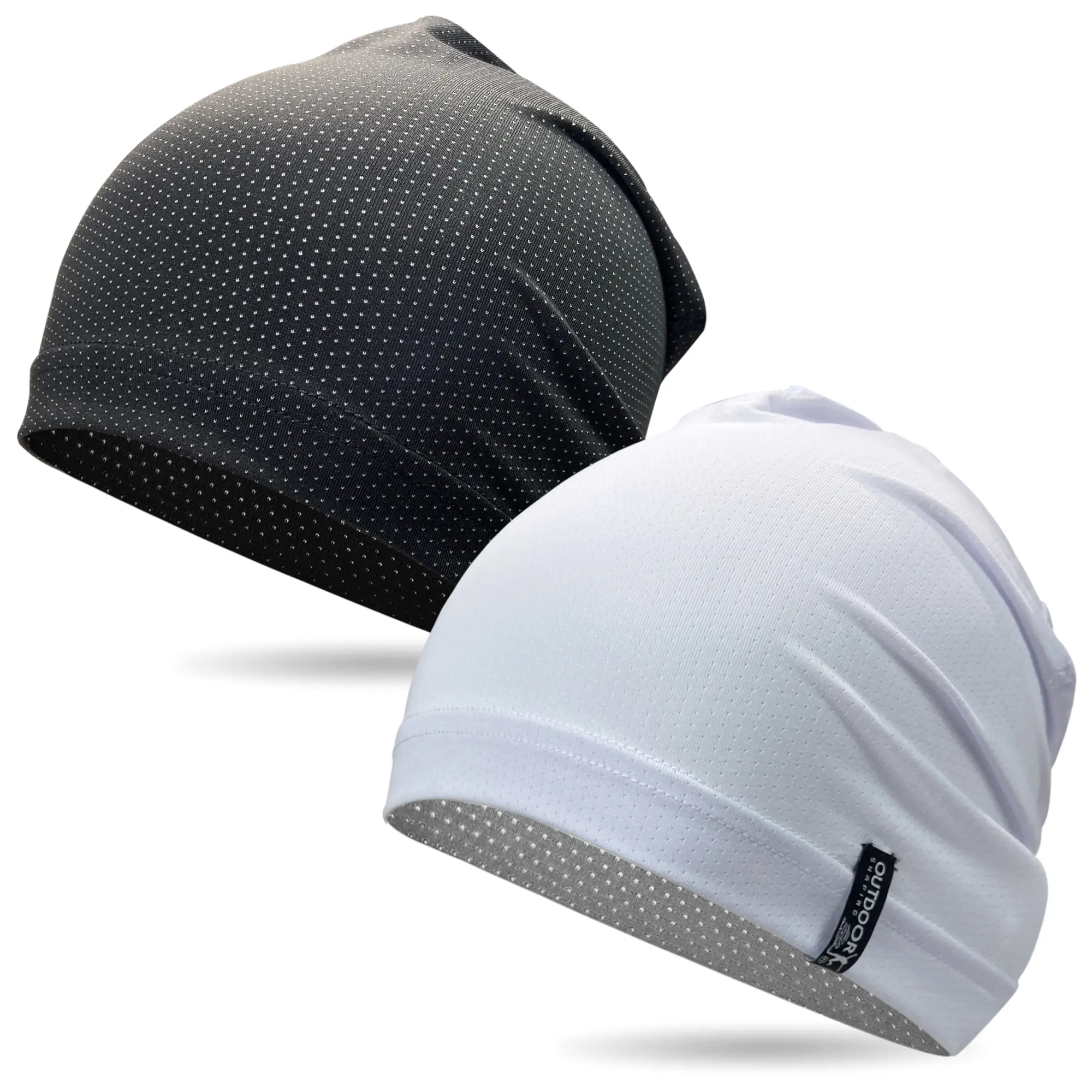 OUTDOOR SHAPING 2-Pack Cooling Skull Cap Beanies, Breathable Polyester Caps, Thin Soft Helmet Liner Hats with Air Holes, Lightweight Summer for Running, Biking