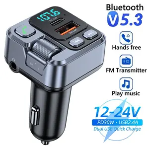 Car Bluetooth Receiver USB U Disk Read PD20w Fast Charging Digital Display Car Mobile Phone Adapter FM Transmiter For Cellphones bluetooth-compatible audio car charger