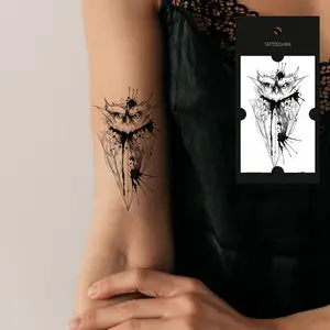 Mini owl (L-33). Temporary tattoos. Party tattoos. Kids tattoos. Custom design. Tattoo sets. Ukrainian. Realistic. Waterproof