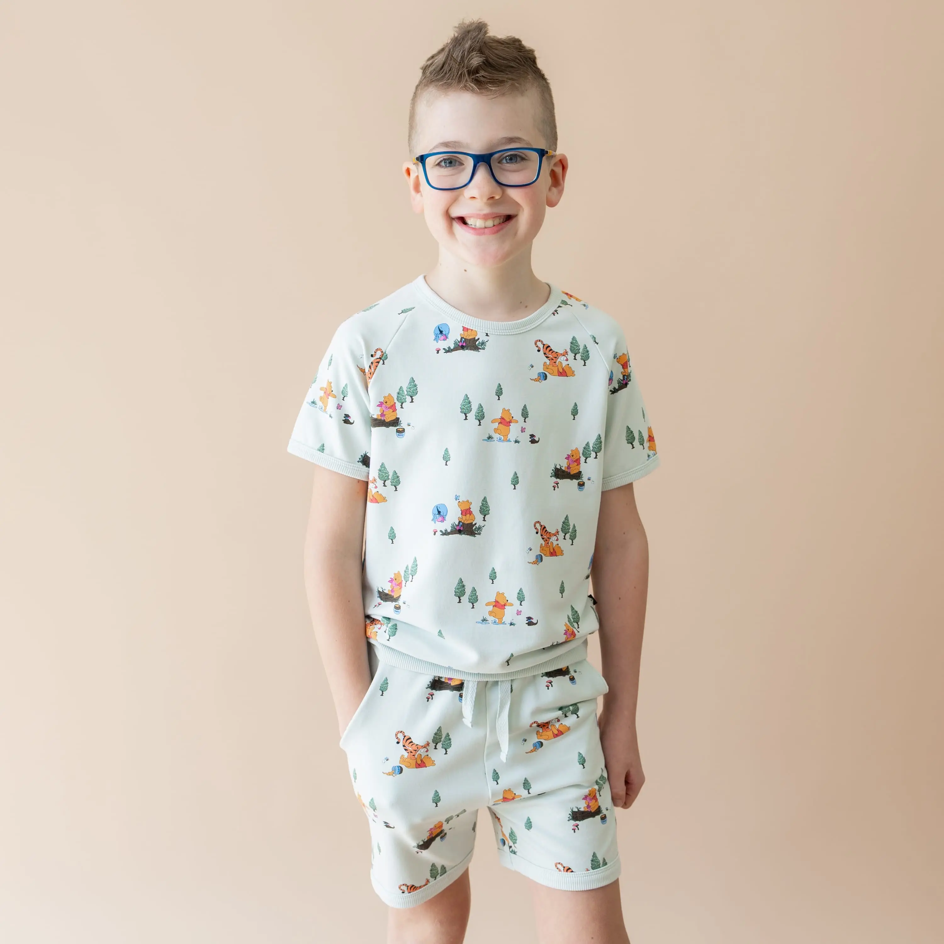Short Sleeve Jogger Set in Winnie the Pooh Hundred Acre Wood