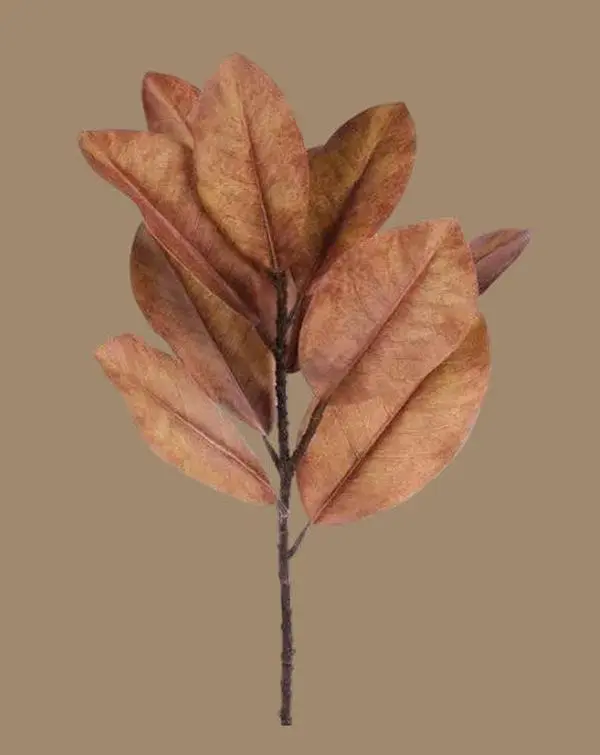 Magnolia Leaf Spray — 24" Faux Brown & Tan Foliage Stem for Mantel, Centerpiece & Fall Decor