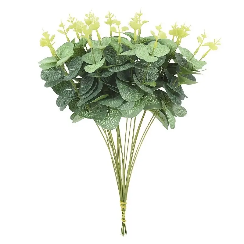 30pcs, Faux Eucalyptus Leaves, Artificial Eucalyptus Branches For Wedding Bouquet Floral Wreath Rustic Party And Home Decorate Silver Dollar Eucalyptus Leaves Eucalyptus Bouquet Elegant Flower Design Artificial Flower Decorations, Artificial Silk Plant