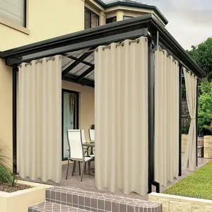 Waterproof Outdoor Curtains Premium Thick Privacy Weatherproof Grommet Outside Curtains for Porch Pergola Cabana 54W x 84L Inch Cream Solid Design