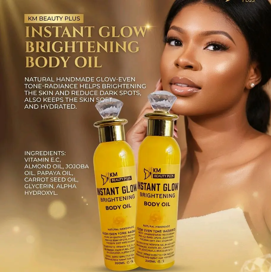 Instant Glow Brightening Body Oil - Daily Skincare Moisturizer with Hydrating, Up to 5-Shade Brightening and Long-Lasting Moisture Benefits