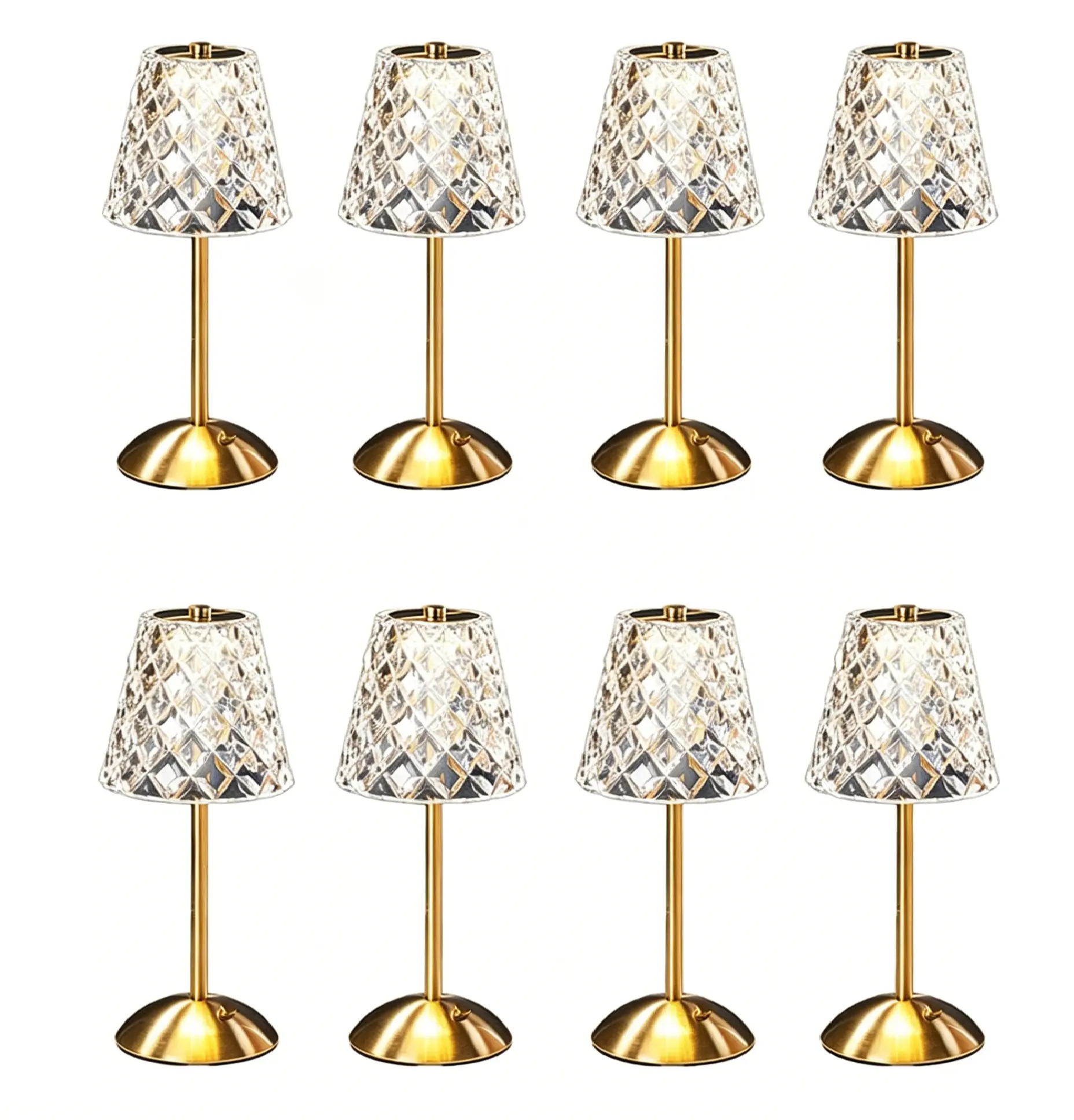 Rechargeable Cordless Table Lamp, Touch Control Crystal Desk Lamp ,3 Color Dimmable LED Small Lamp for Home Decor &Wedding Banquet Party