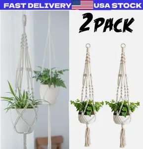 2 Pack Plant Hanger Flower Pot Plant Holder Large 4 Legs Macrame Jute 41 Inch US
