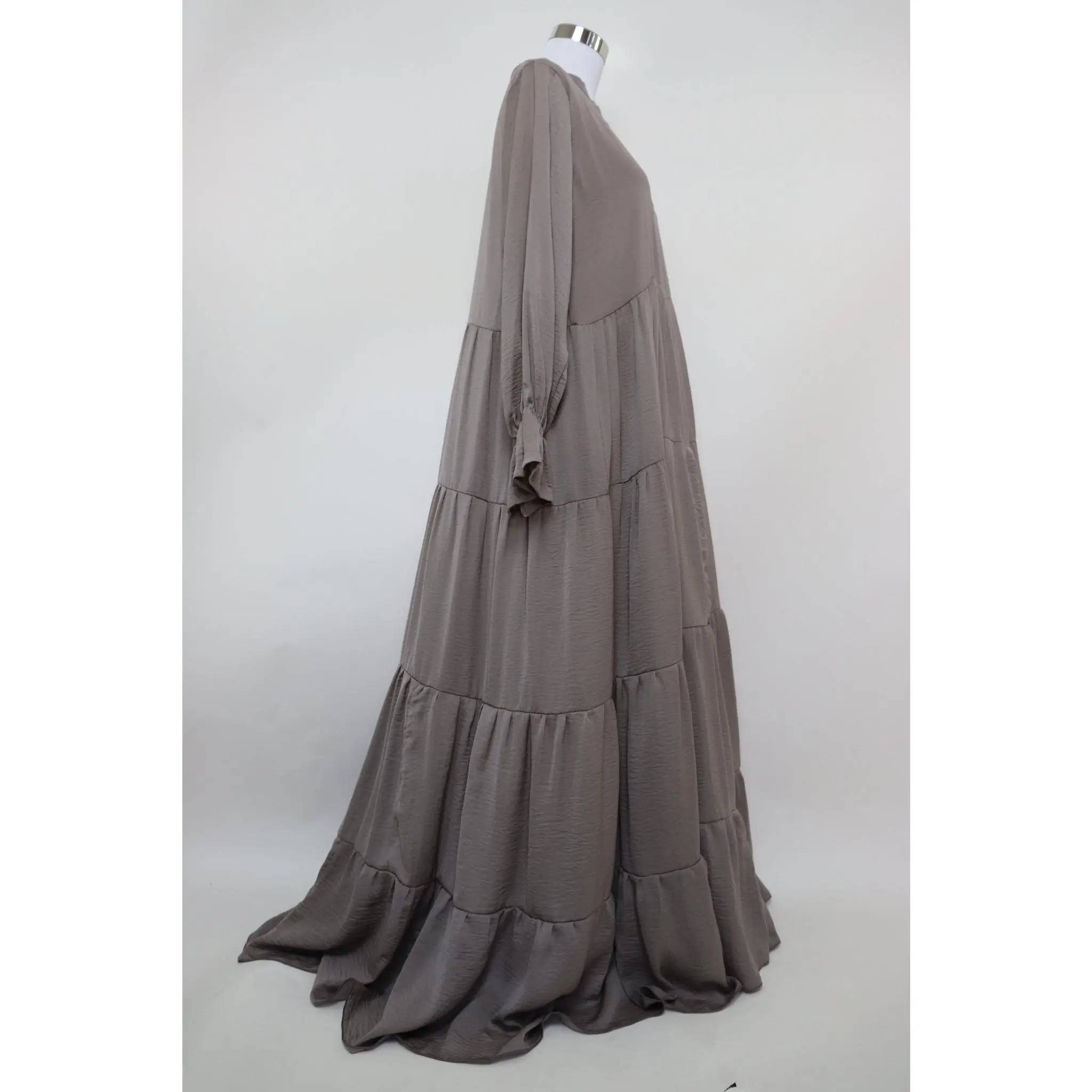 4 Tiered Flare Umbrella Abaya - Deep Taupe