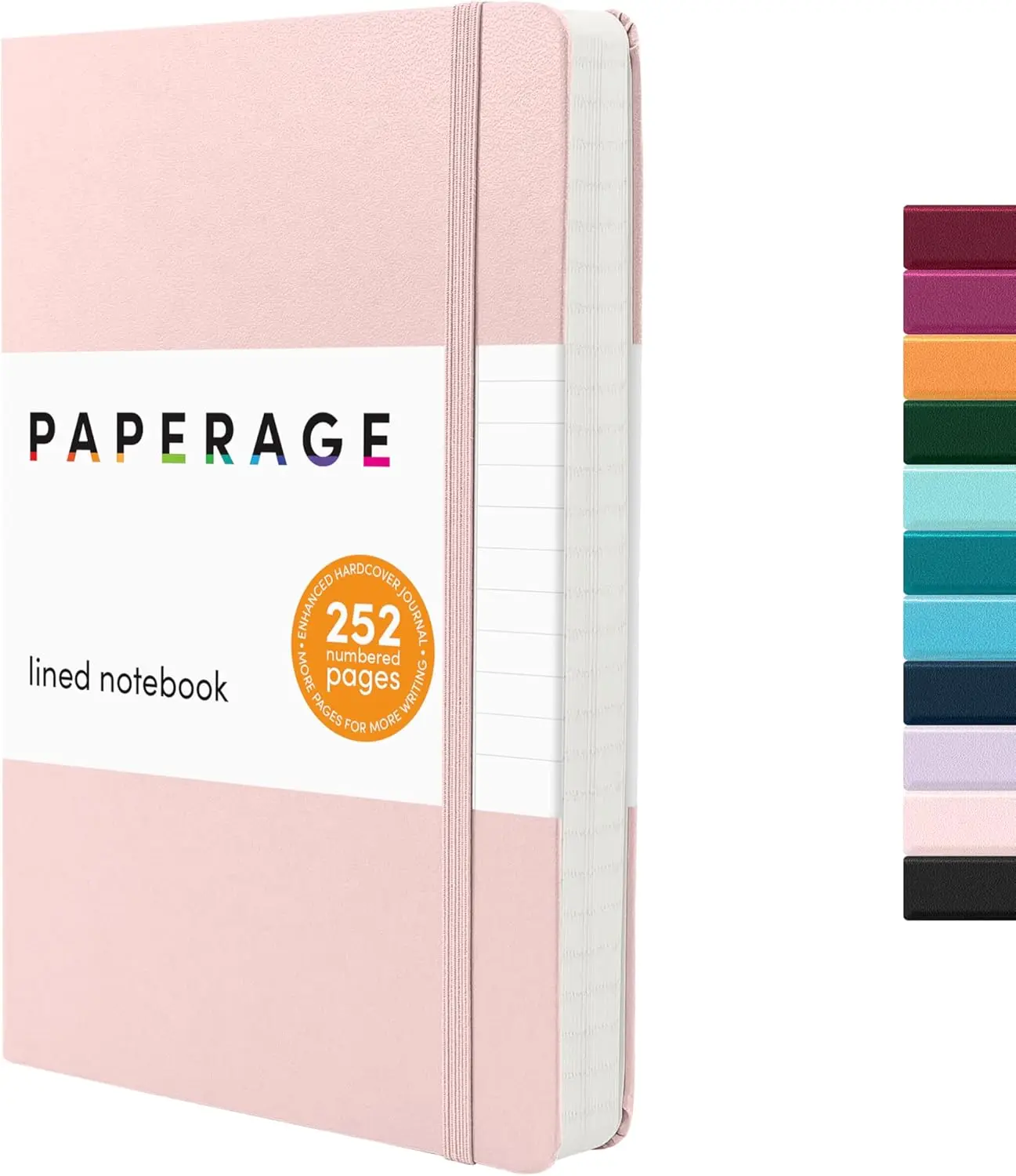 PAPERAGE Classic Faux Leather Hardcover Lined Journal - Black, 5.6in x 8in, 160 College Ruled Pages, Inner Pocket, Journaling Supplies, Notebooks for School, Left Handed Notebooks, Office Stationery for Adults, 160 Pages