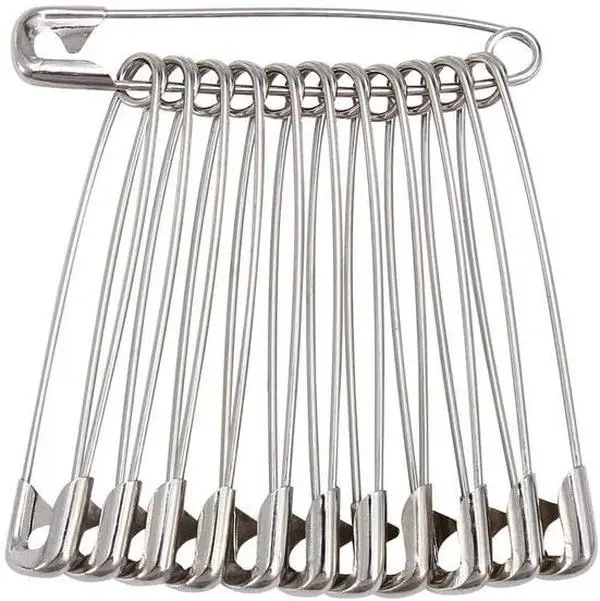 60 count Large Safety Pins, Durable, Rust-Resistant Nickel Plated Steel Pins Size 4, 2.2inch /55mm