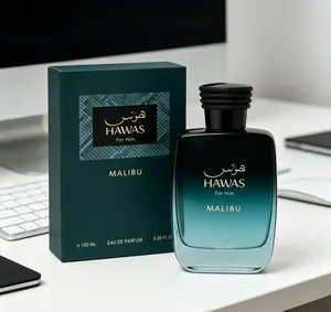 Hawas For Him Malibu Men Eau de Parfum, Sunny Coastal Casual Masculine Fragrance 3.38oz 100ml