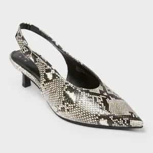 A New Day Women Snake Print Slingback Kitten Heels